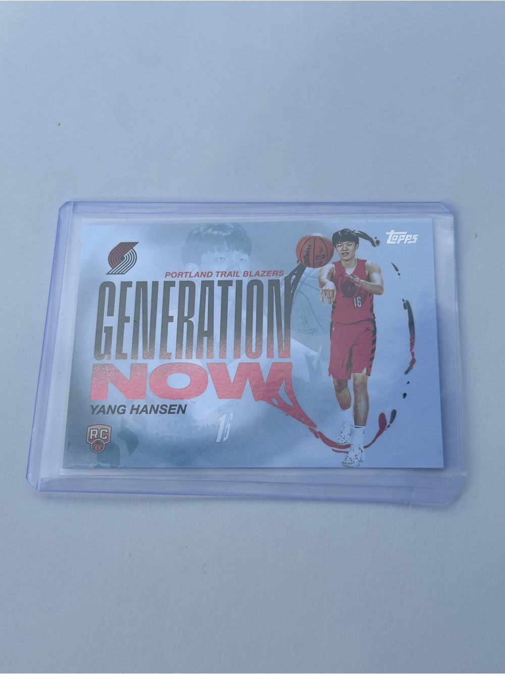 Topps Portland Trail Blazers Red and White Generation Now Yang Hansen Card